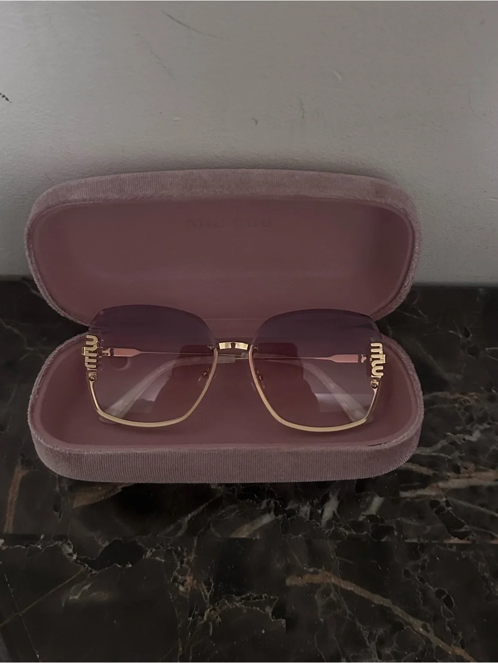 Miu Miu Purple Gradient Sunglasses with Gold Accents